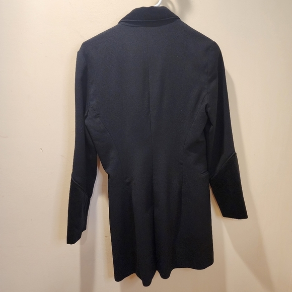 Item...  women's black long 100% worsted wool glamorous blazer jacket size 2 - Picture 9 of 14